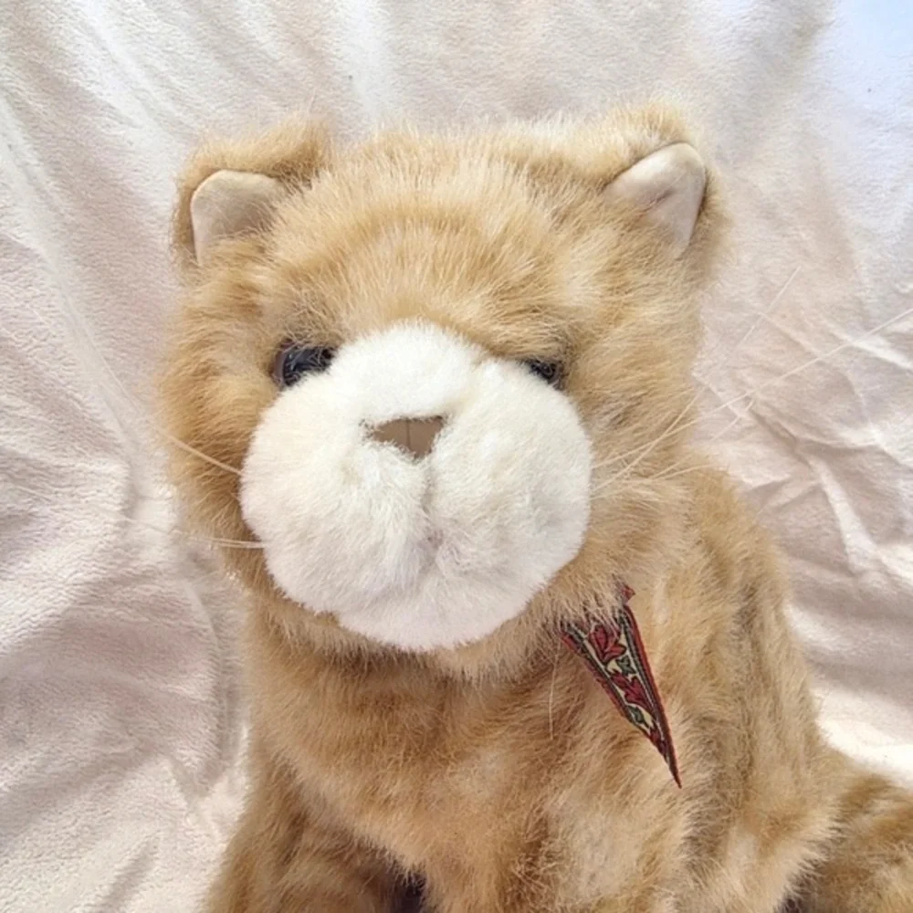 Plush Cat Toy in Light Brown and Cream - Soft Pet Plush